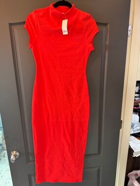 Bar III Vibrant Red Midi Bodycon Dress